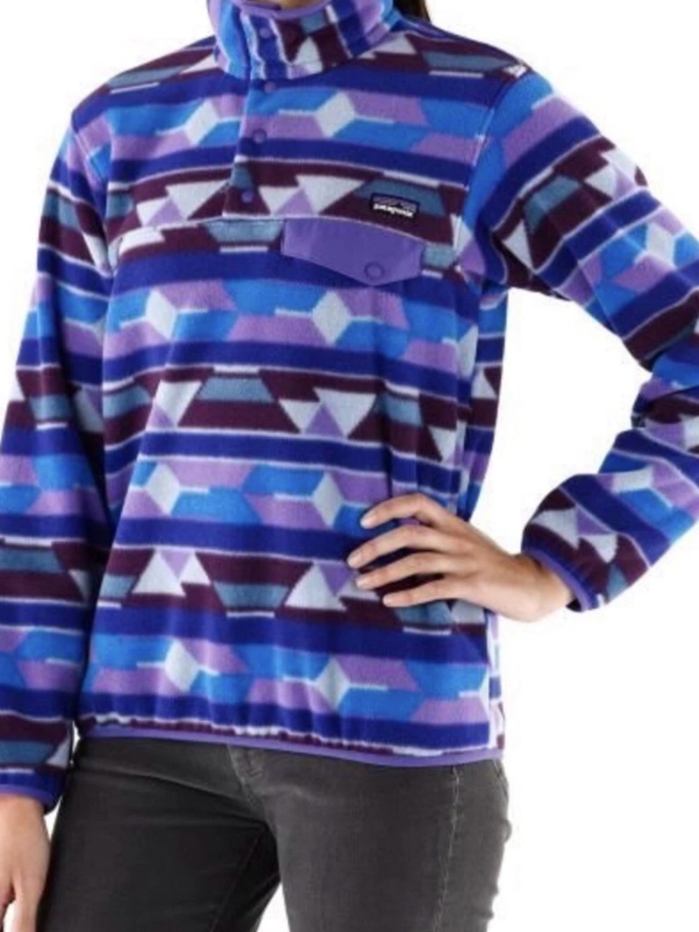 Patagonia Synchilla Purple Snap T Aztec Pullover Fleece Jacket Women S